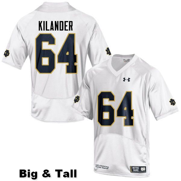 Men's NCAA Notre Dame Fighting Irish #64 Ryan Kilander Stitched College Under Armour Authentic White Big & Tall Football Jersey MO10S26FZ